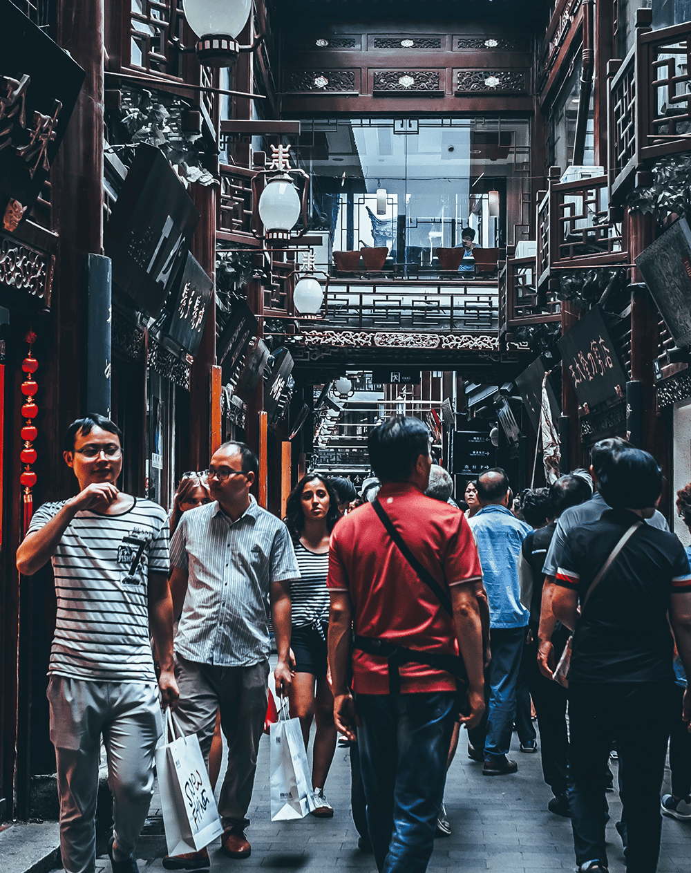 Comércio na cidade de Ningbo, na província de Zhejiang